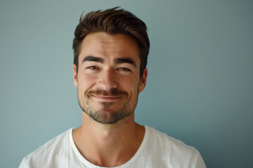 Fototapeta premium A close up portrait of a young man with a subtle smile