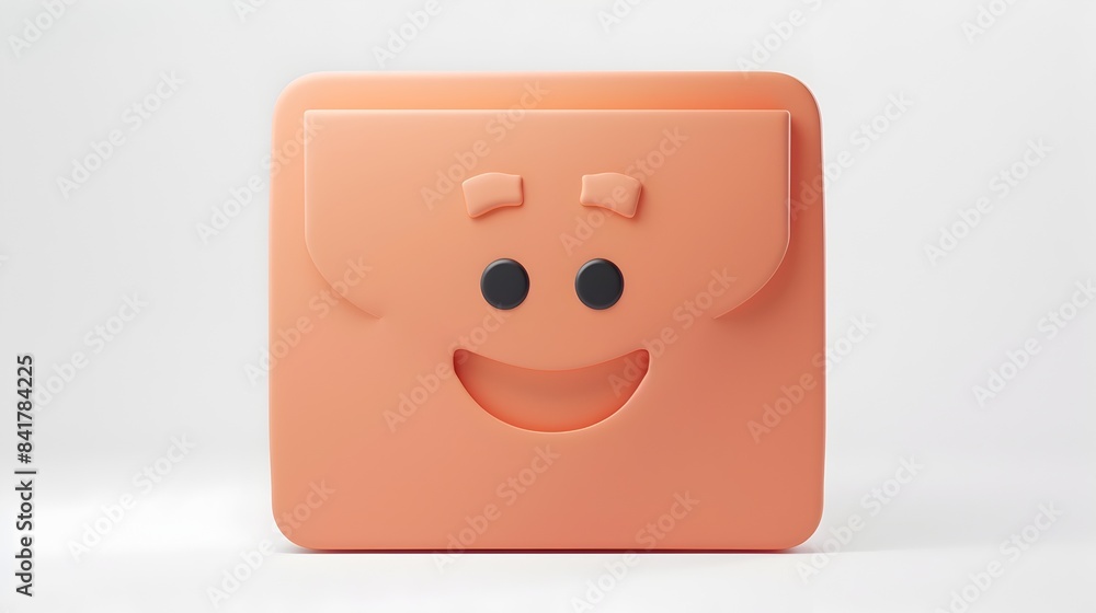 Poster whimsical clay-style folder icon with happy expression on white background