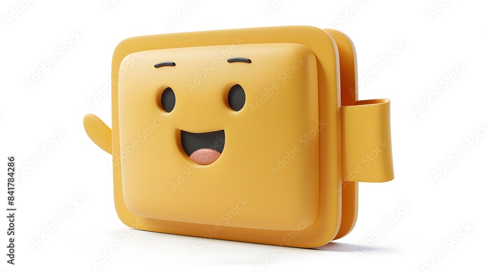 Aufkleber whimsical clay-style folder icon with happy expression on white background