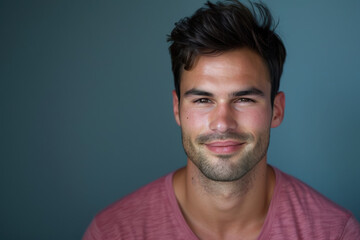 Fototapeta premium A close up portrait of a young man with a subtle smile