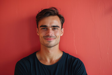 Obraz premium A close up portrait of a young man with a subtle smile