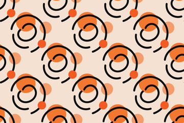 Geometric seamless pattern with orange and white color Simple vector graphics.