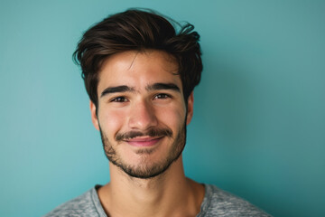 Obraz premium A close up portrait of a young man with a subtle smile