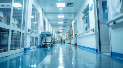 Fototapeta premium A hospital with advanced medical waste disposal systems, showcasing safe and hygienic practices in a setting of a modern healthcare facility, emphasizing medical waste management.