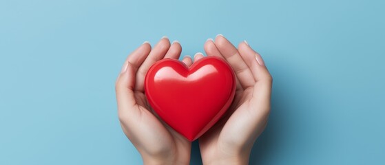 Fototapeta premium Female hand holding gift box with red heart isolated