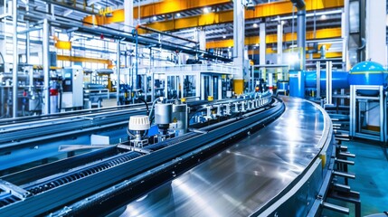 Obraz premium A modern factory with minimized waste generation, showcasing innovative design techniques in a setting of an advanced production line, emphasizing source reduction strategies.
