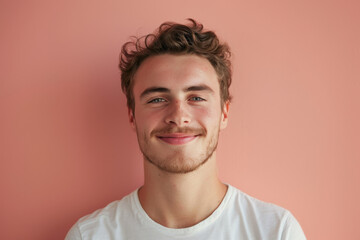 Obraz premium A close up portrait of a young man with a subtle smile