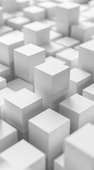 Fototapeta premium Abstract white cube blocks background creating a seamless 3D visual effect