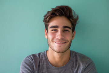Obraz premium A close up portrait of a young man with a subtle smile