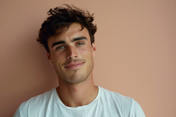 Fototapeta premium A close up portrait of a young man with a subtle smile