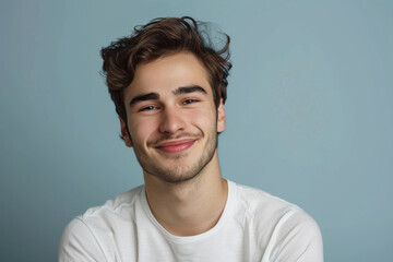 Fototapeta premium A close up portrait of a young man with a subtle smile