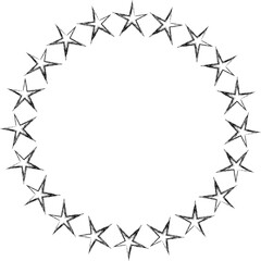 Hand drawn ink stars, icon, symbol, logo. Doodle sketchy brush style