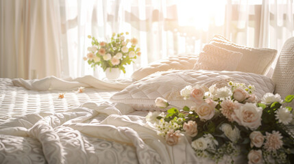 bed mattress and pillows in bedroom