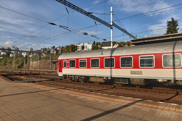 Obraz premium Train on the railroad station