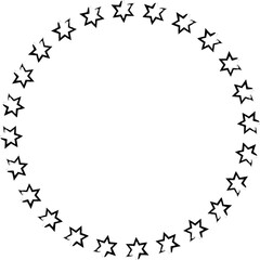 Hand drawn ink stars, icon, symbol, logo. Doodle sketchy brush style