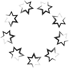 Hand drawn ink stars, icon, symbol, logo. Doodle sketchy brush style