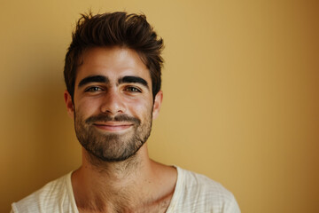 Obraz premium A close up portrait of a young man with a subtle smile