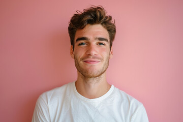 Obraz premium A close up portrait of a young man with a subtle smile