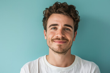 Fototapeta premium A close up portrait of a young man with a subtle smile