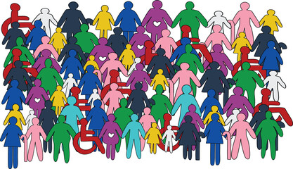 Diverse group of people or office workers on white isolated background. Representing diversity, inclusion and equality in society.