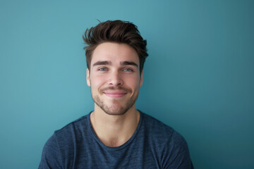 Fototapeta premium A close up portrait of a young man with a subtle smile