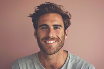 Fototapeta premium A close up portrait of a young man with a subtle smile