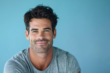 Fototapeta premium A close up portrait of a young man with a subtle smile