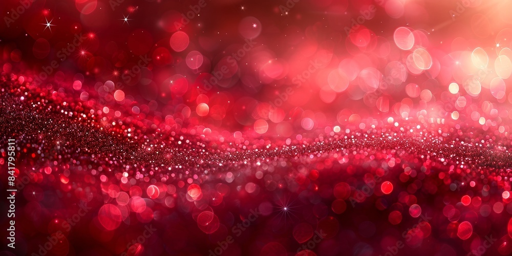 Poster a mesmerizing shiny bokeh background with abstract sparkles in bright red hues, evoking a magical at