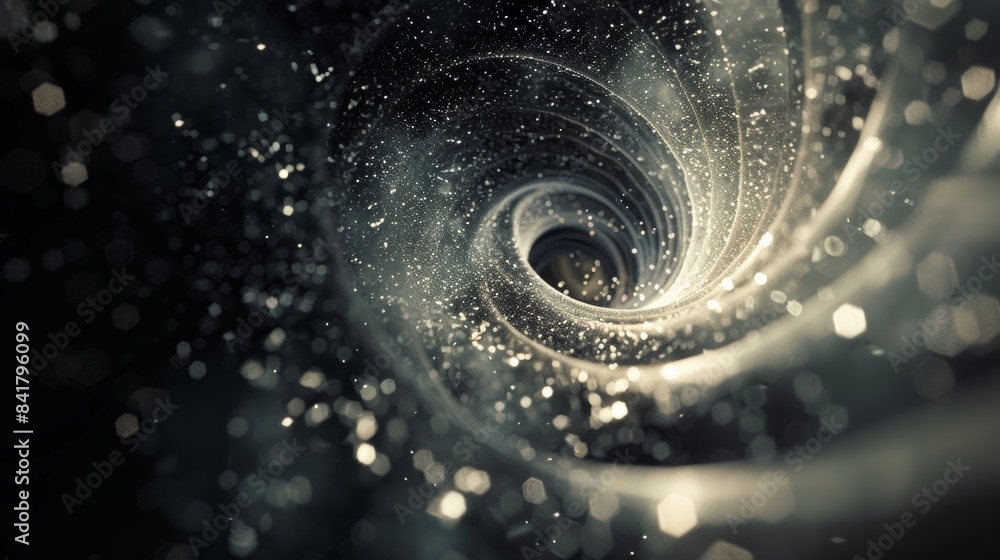 Poster A hyperrealistic animation of a wormhole vortex pulsating with vibrant energy, transporting a spaceship through the depths of space,