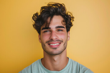 Fototapeta premium A close up portrait of a young man with a subtle smile