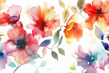 Watercolor illustration of flowers on white background