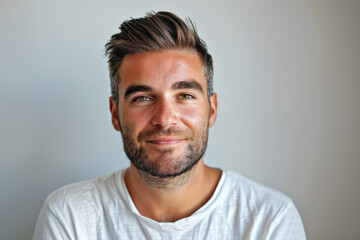 Fototapeta premium A close up portrait of a young man with a subtle smile