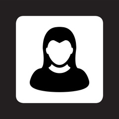 User icon vector. Profile mark logo design. Profile vector icon illustration in square isolated on black background