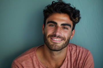 Obraz premium A close up portrait of a young man with a subtle smile