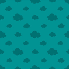 Teal seamless pattern with clouds
