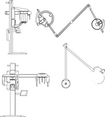 Vector silhouette illustration sketch design drawing of medical tools for disease identification for sick patients