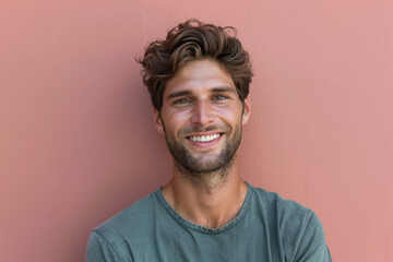Obraz premium A close up portrait of a young man with a subtle smile