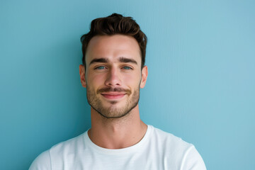 Fototapeta premium A close up portrait of a young man with a subtle smile