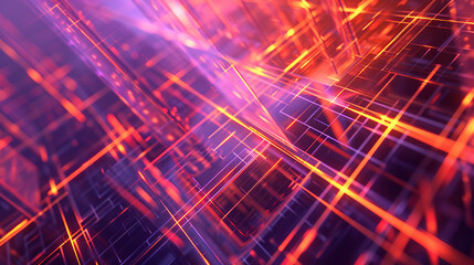 Obraz premium Orange and Purple glowing abstract geometric lines. PowerPoint and Business background.