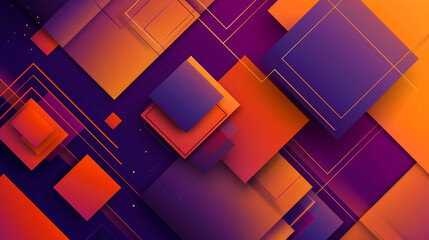 Orange and Purple square shape background presentation design 
