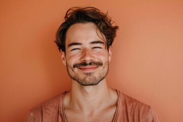 Obraz premium A close up portrait of a young man with a subtle smile