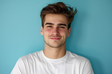 Fototapeta premium A close up portrait of a young man with a subtle smile
