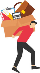Overload or overworked office routine concept, tired businessman carrying heavy documents paperwork.

