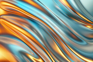 Abstract blue and gold liquid metal background flowing in smooth waves, perfect for websites, presentations, or any project that needs a touch of elegance and sophistication