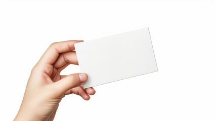Obraz premium hand holding small paper sheet ticket or invitation mockup isolated on white illustration digital painting
