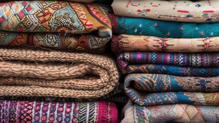 Pile of textiles background 