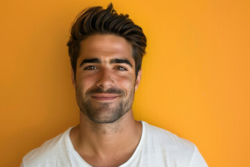 Fototapeta premium A close up portrait of a young man with a subtle smile