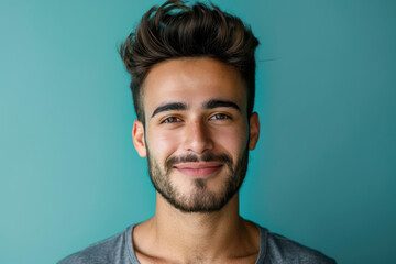 Fototapeta premium A close up portrait of a young man with a subtle smile