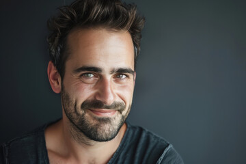 Obraz premium A close up portrait of a young man with a subtle smile