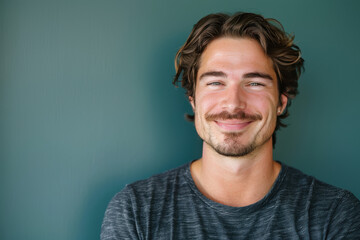 Obraz premium A close up portrait of a young man with a subtle smile